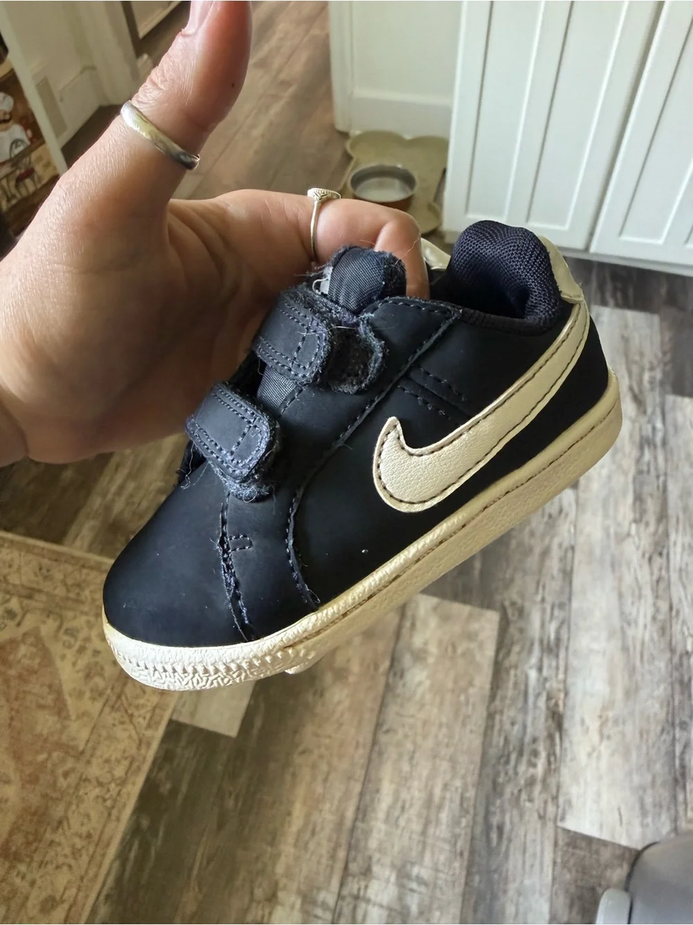 Nike Kids Navy and White Velcro Athletic Sneakers